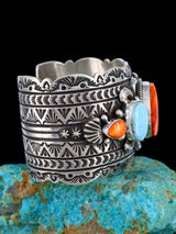 Native American Jewelry Spiny Oyster and Golden Hill Turquoise Cuff Bracelet