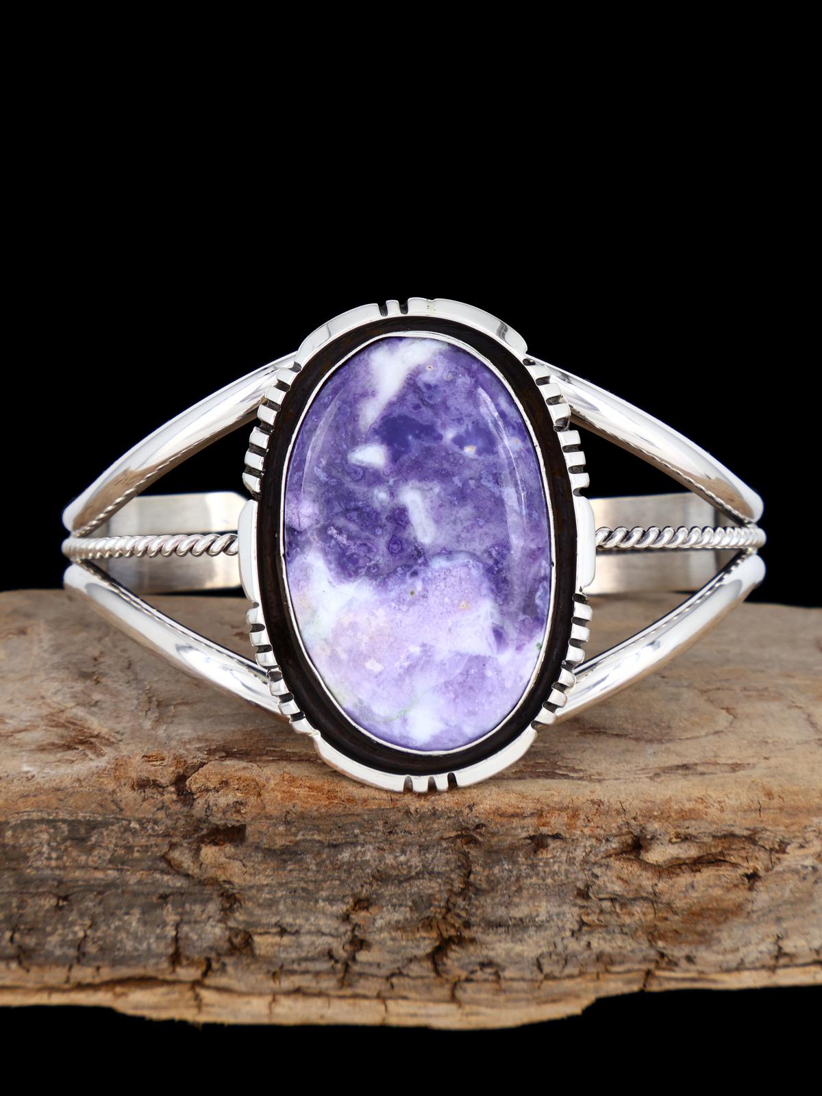 Native American Morado Opal Sterling Silver Cuff Bracelet - PuebloDirect.com