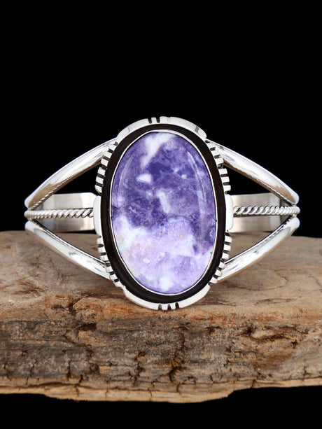 Native American Morado Opal Sterling Silver Cuff Bracelet - PuebloDirect.com