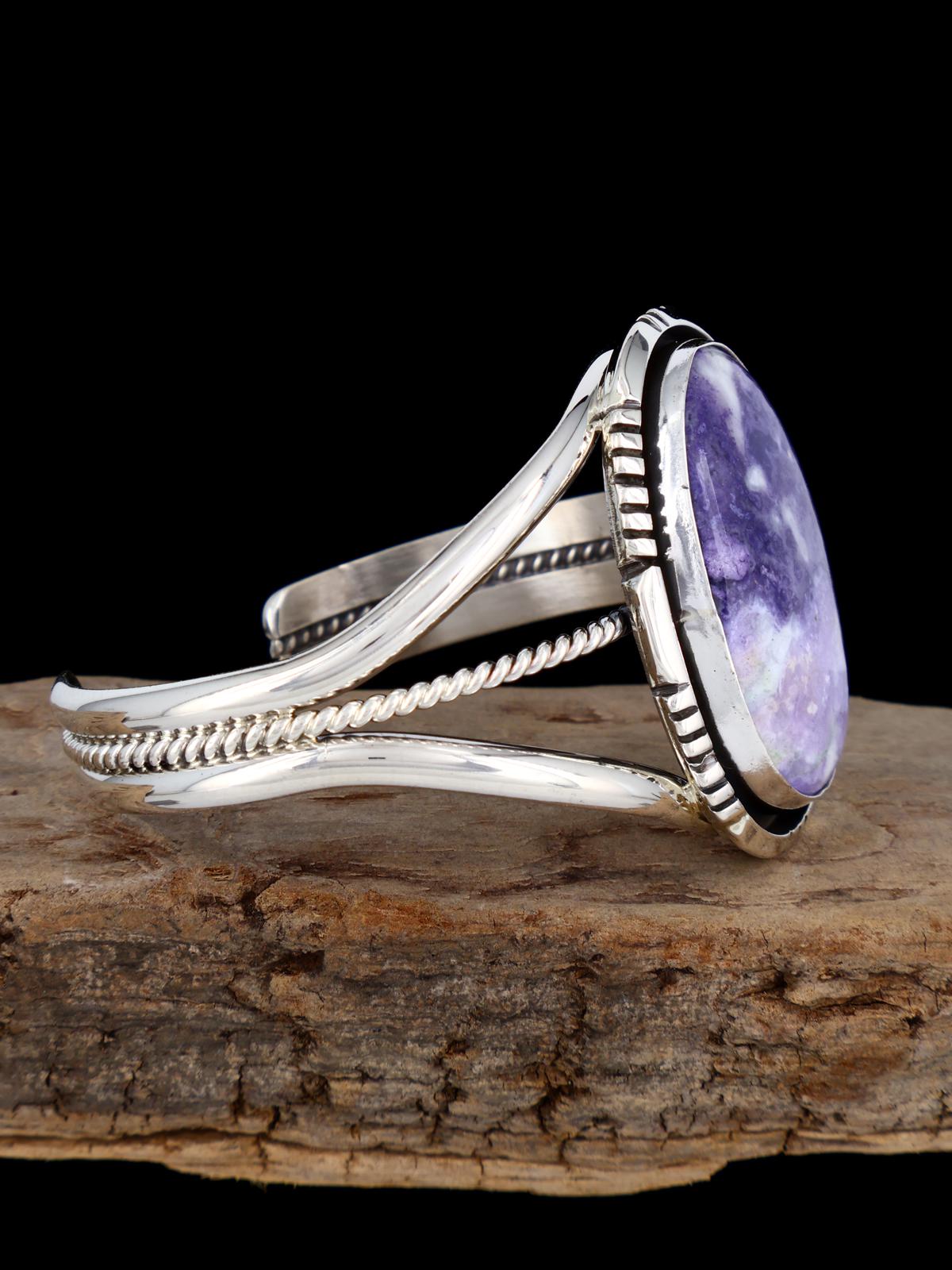 Native American Morado Opal Sterling Silver Cuff Bracelet - PuebloDirect.com