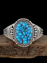 Native American Egyptian Turquoise Sterling Silver Cuff Bracelet - PuebloDirect.com