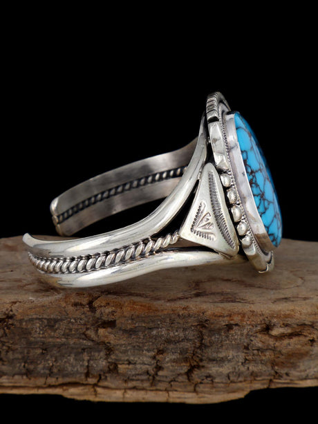 Native American Egyptian Turquoise Sterling Silver Cuff Bracelet - PuebloDirect.com