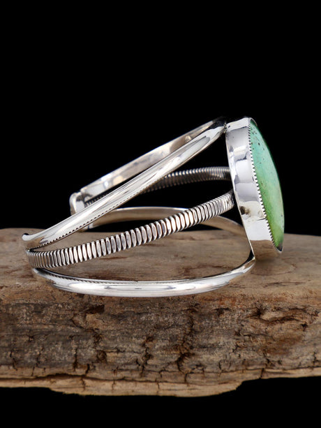 Native American Royston Turquoise Sterling Silver Cuff Bracelet - PuebloDirect.com
