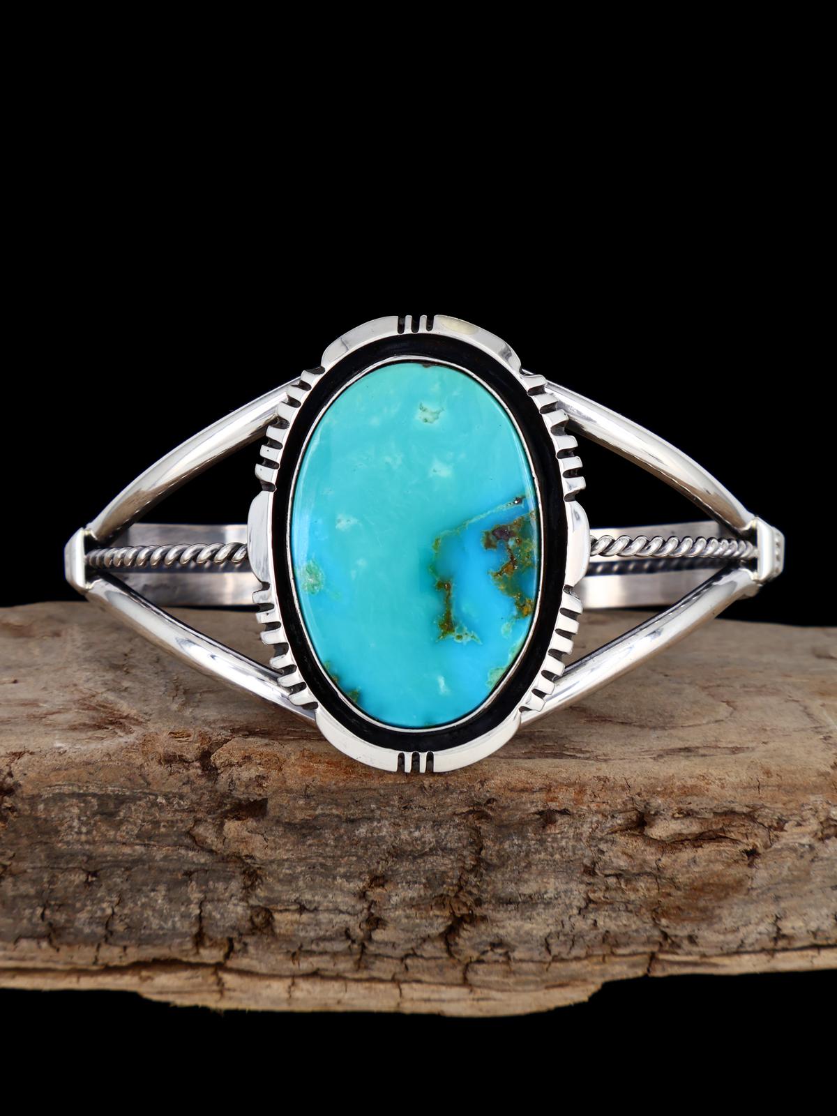 Native American Turquoise Sterling Silver Cuff Bracelet - PuebloDirect.com