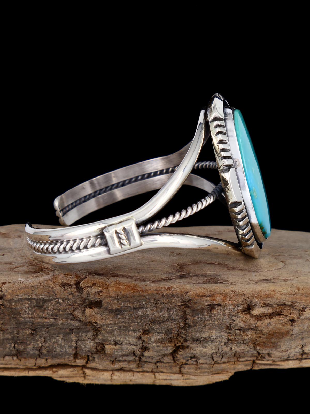 Native American Turquoise Sterling Silver Cuff Bracelet - PuebloDirect.com