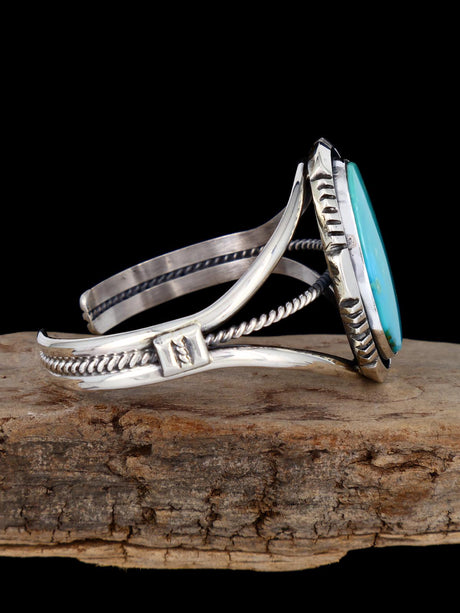 Native American Turquoise Sterling Silver Cuff Bracelet - PuebloDirect.com