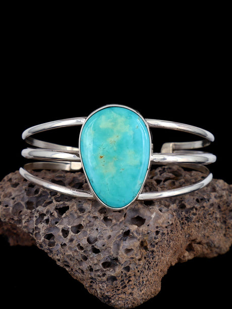 Native American Turquoise Sterling Silver Cuff Bracelet - PuebloDirect.com