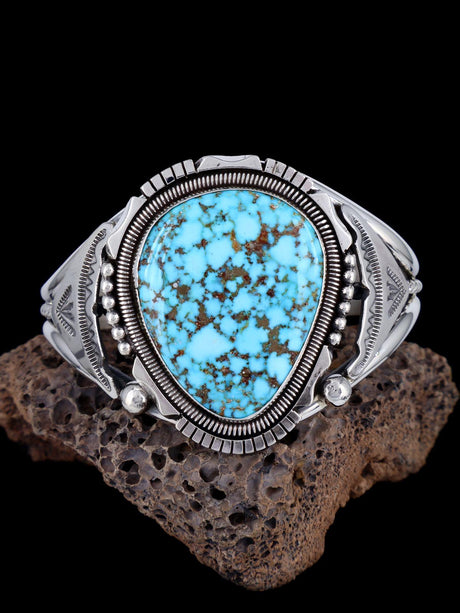 Native American Kingman Turquoise Sterling Silver Cuff Bracelet - PuebloDirect.com