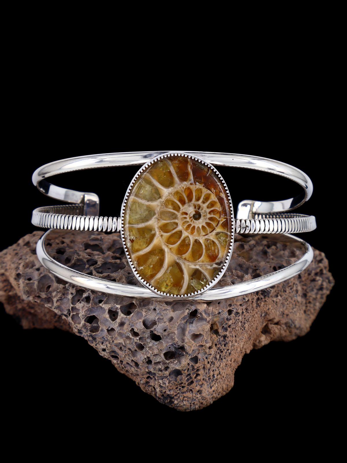 Native American Dendritic Opal Sterling Silver Cuff Bracelet - PuebloDirect.com