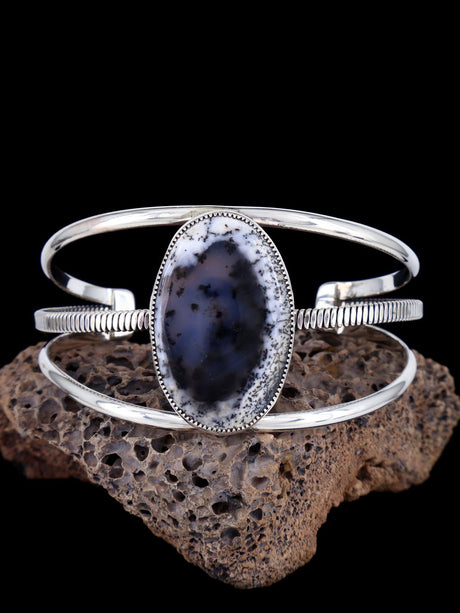 Native American Dendritic Opal Sterling Silver Cuff Bracelet - PuebloDirect.com