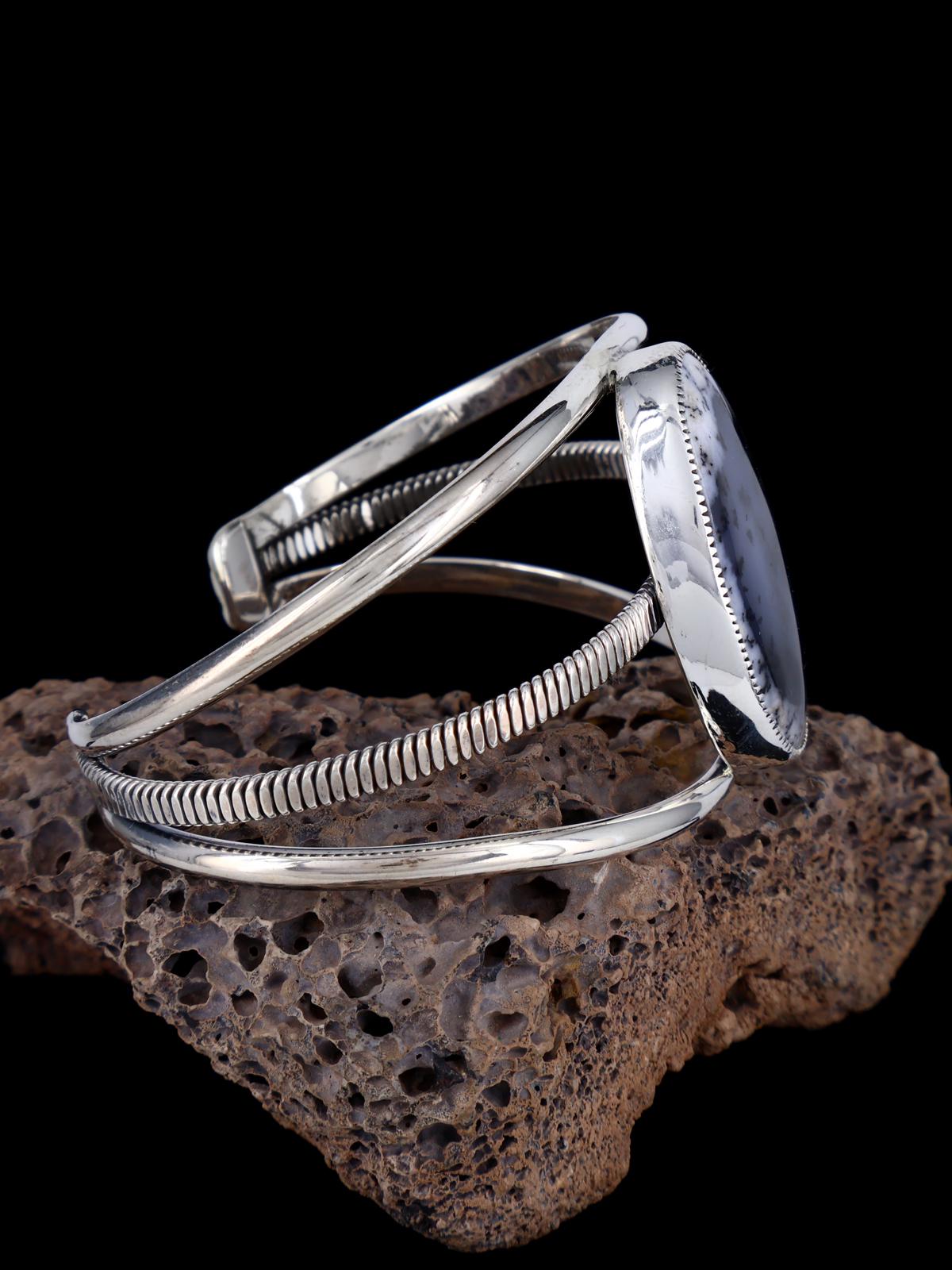 Native American Dendritic Opal Sterling Silver Cuff Bracelet - PuebloDirect.com