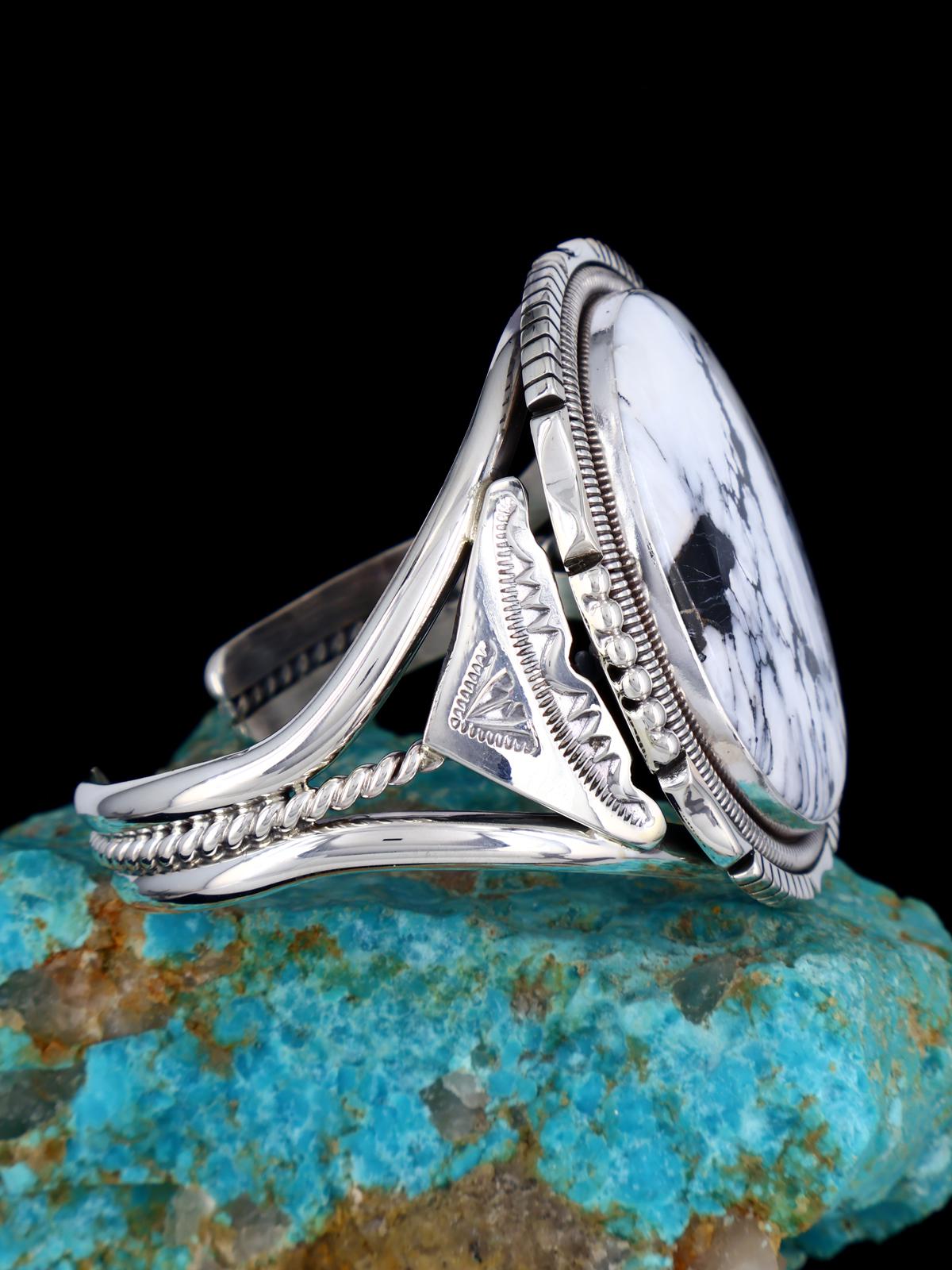 Native American White Buffalo Sterling Silver Cuff Bracelet - PuebloDirect.com