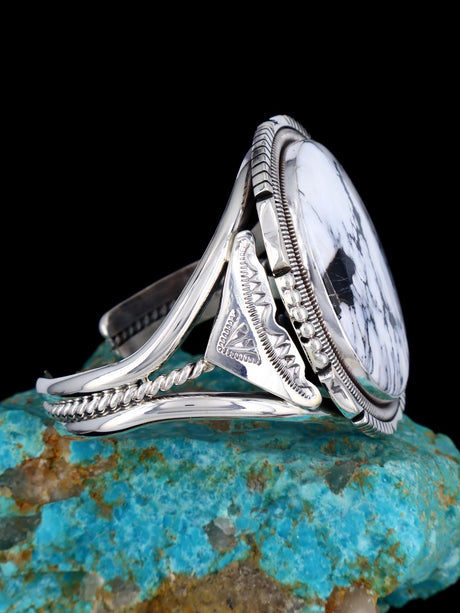 Native American White Buffalo Sterling Silver Cuff Bracelet - PuebloDirect.com