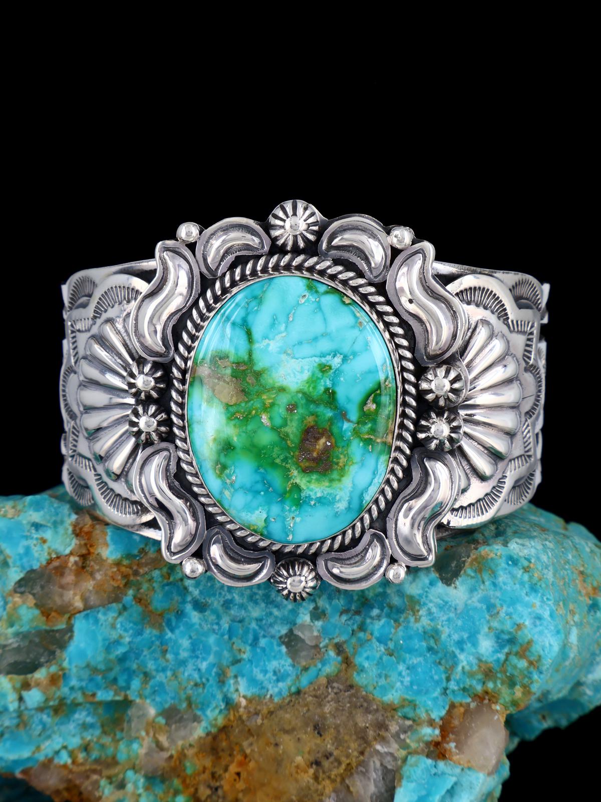 Native American Sonoran Turquoise Sterling Silver Cuff Bracelet - PuebloDirect.com
