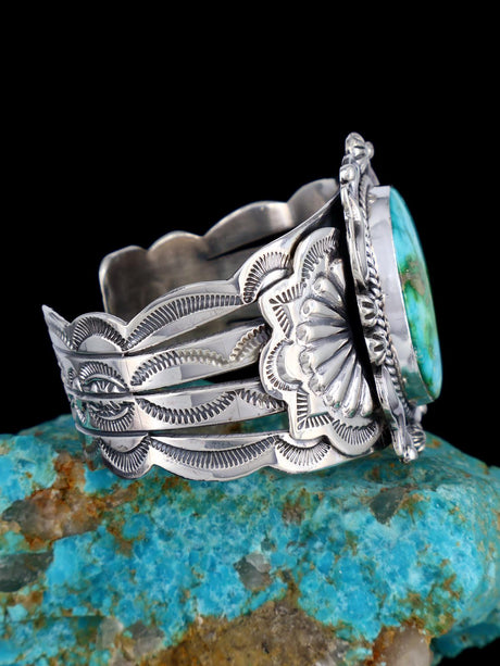 Native American Sonoran Turquoise Sterling Silver Cuff Bracelet - PuebloDirect.com