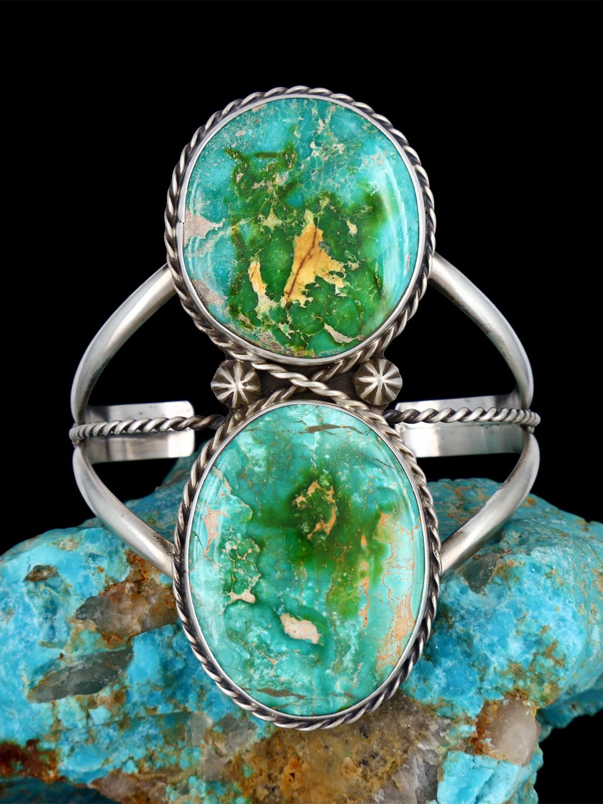 Native American Sonoran Turquoise Sterling Silver Cuff Bracelet - PuebloDirect.com