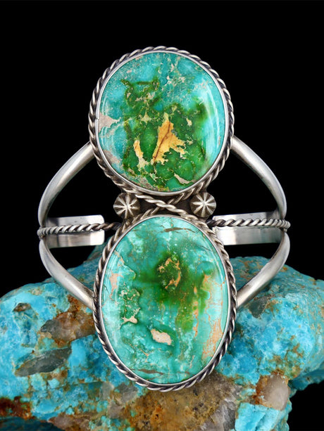 Native American Sonoran Turquoise Sterling Silver Cuff Bracelet - PuebloDirect.com