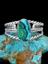 Native American Azurite and Malachite Sterling Silver Cuff Bracelet