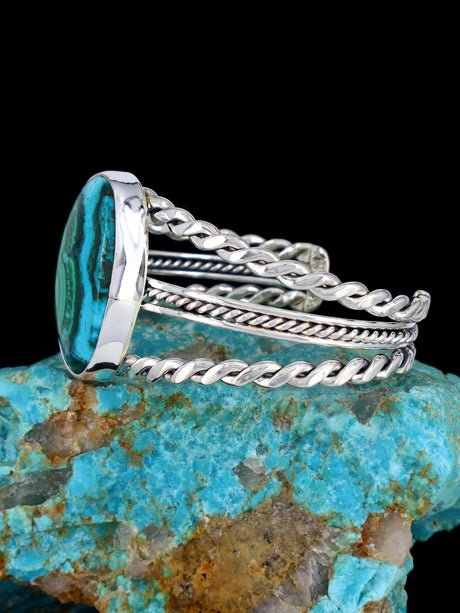 Native American Azurite and Malachite Sterling Silver Cuff Bracelet