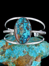 Native American Chrysocolla Sterling Silver Cuff Bracelet - PuebloDirect.com