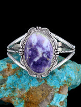 Native American Morado Opal Sterling Silver Cuff Bracelet - PuebloDirect.com