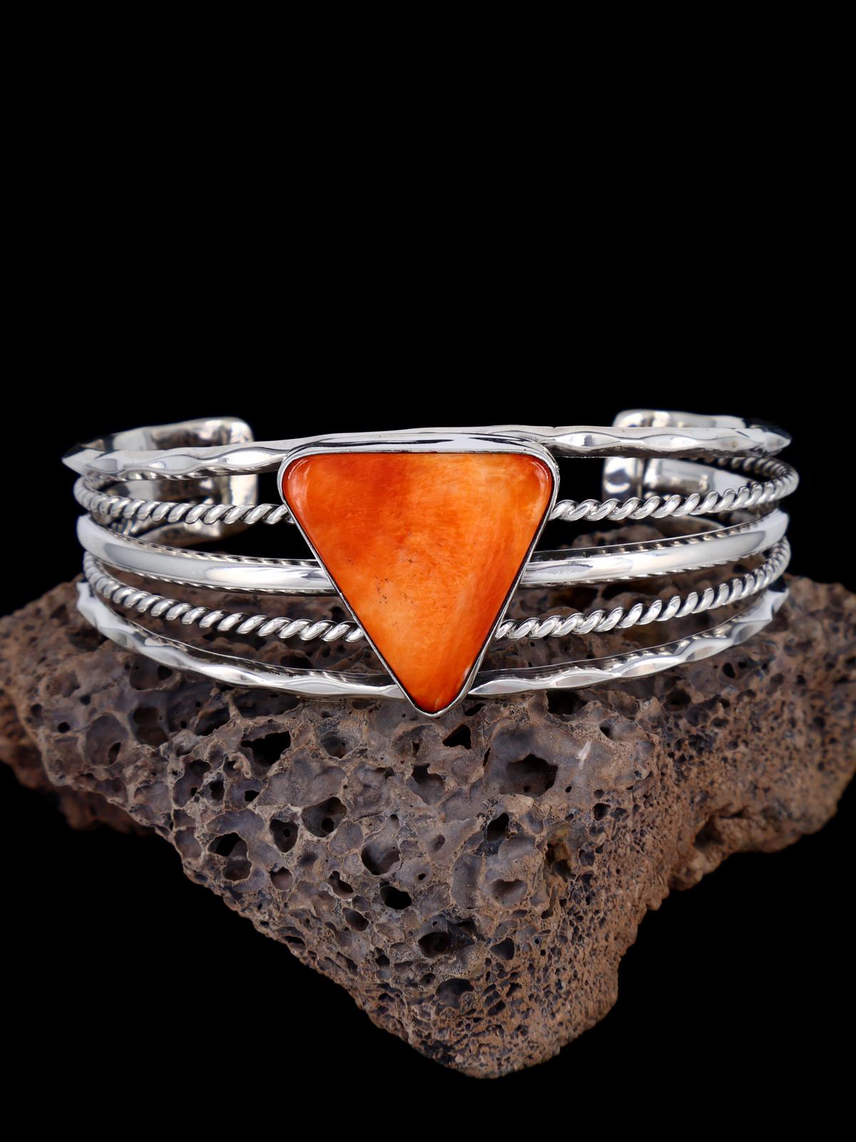 Native American Jewelry Natural Spiny Oyster Cuff Bracelet - PuebloDirect.com