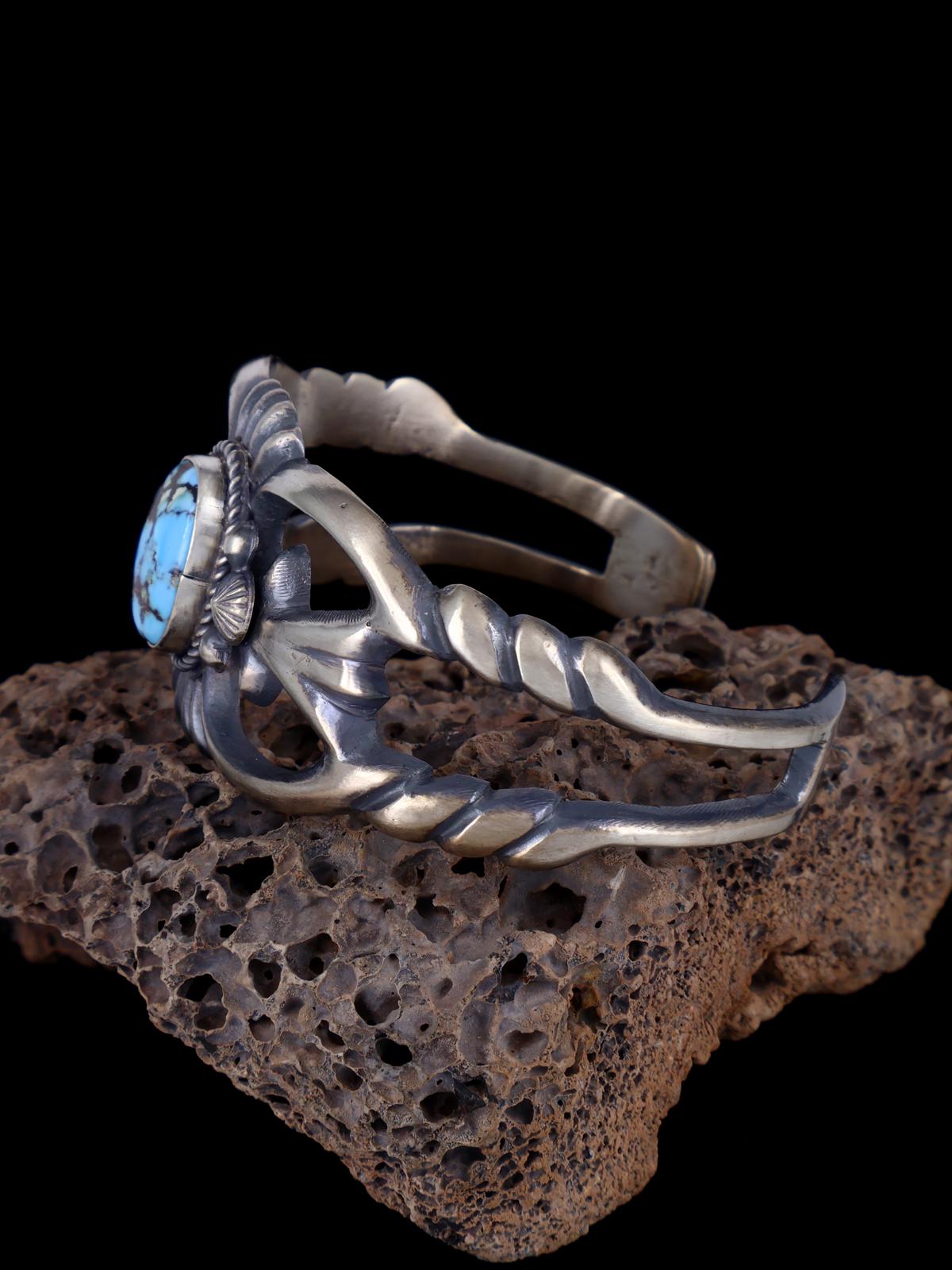 Navajo Golden Hill Turquoise Sterling Silver Cuff Bracelet