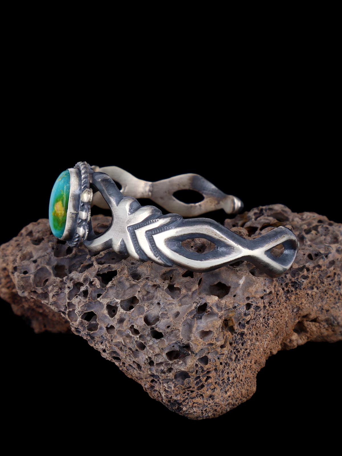 Navajo Sonoran Gold Turquoise Sterling Silver Cuff Bracelet