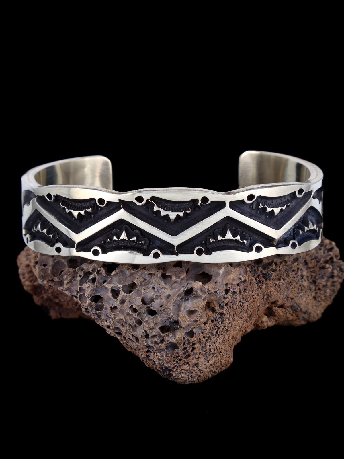 Heavy Navajo Stamped Sterling Silver Cuff Bracelet