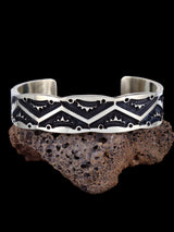 Heavy Navajo Stamped Sterling Silver Cuff Bracelet