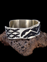 Heavy Navajo Stamped Sterling Silver Cuff Bracelet