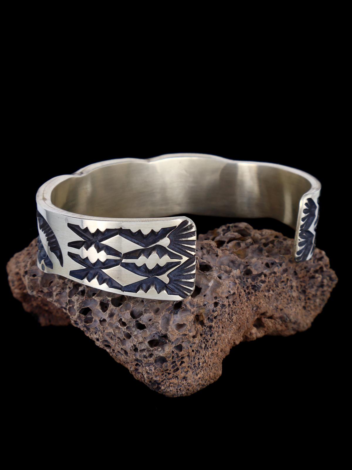 Heavy Navajo Stamped Sterling Silver Cuff Bracelet
