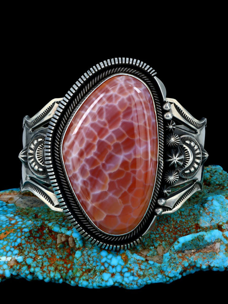 Native American Jewelry Dragon Skin Agate Cuff Bracelet - PuebloDirect.com