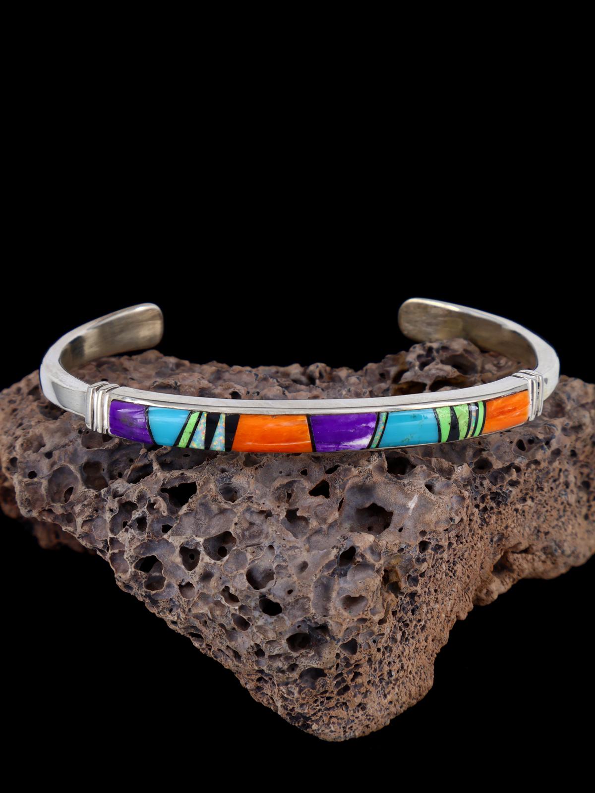Native American Spiny Oyster and Turquoise Inlay Bracelet