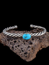 Navajo Turquoise Braided Sterling Silver Cuff Bracelet