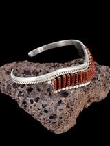 Sterling Silver Coral Zuni Needlepoint Bracelet