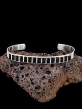 Native American Sterling Silver Onyx Inlay Cuff Bracelet