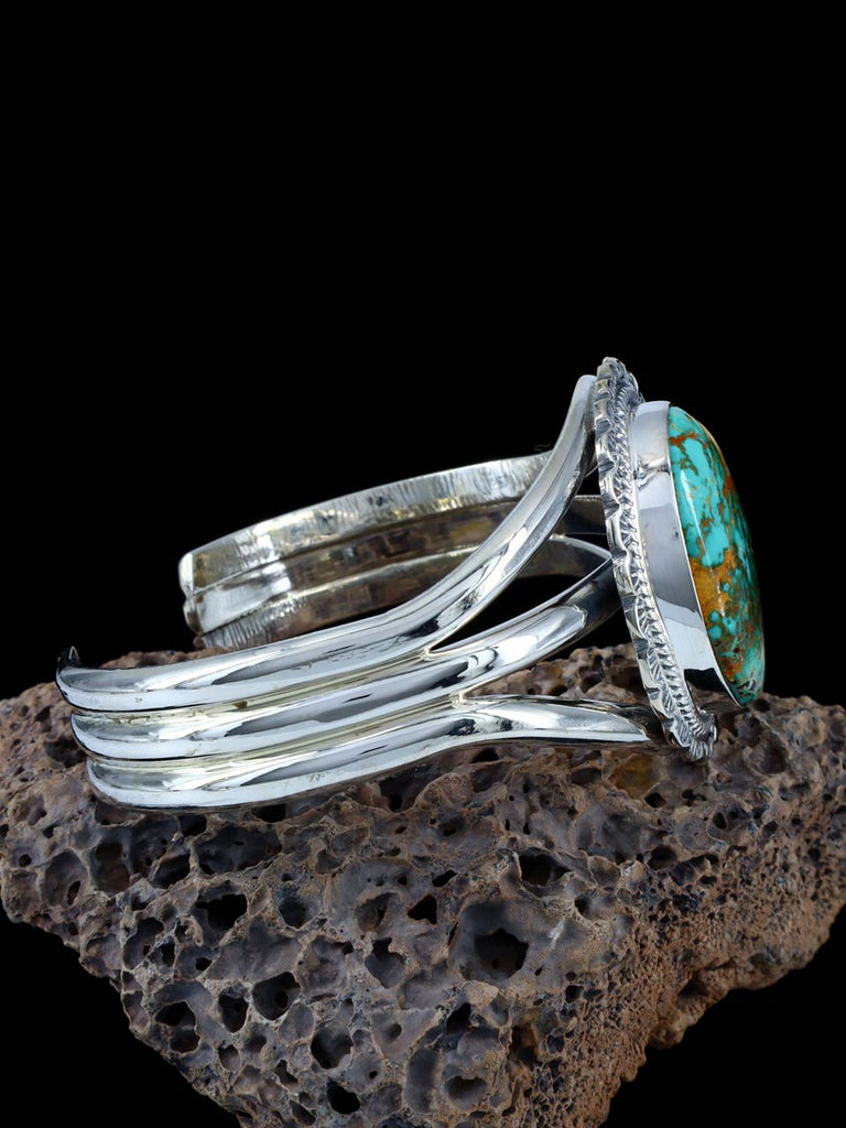 Navajo Natural Royston Turquoise Sterling Silver Cuff Bracelet - PuebloDirect.com