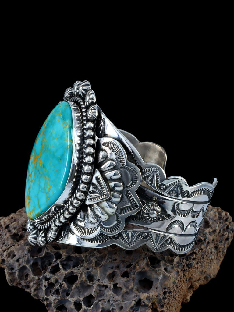 Native American Tyrone Turquoise Sterling Silver Cuff Bracelet - PuebloDirect.com