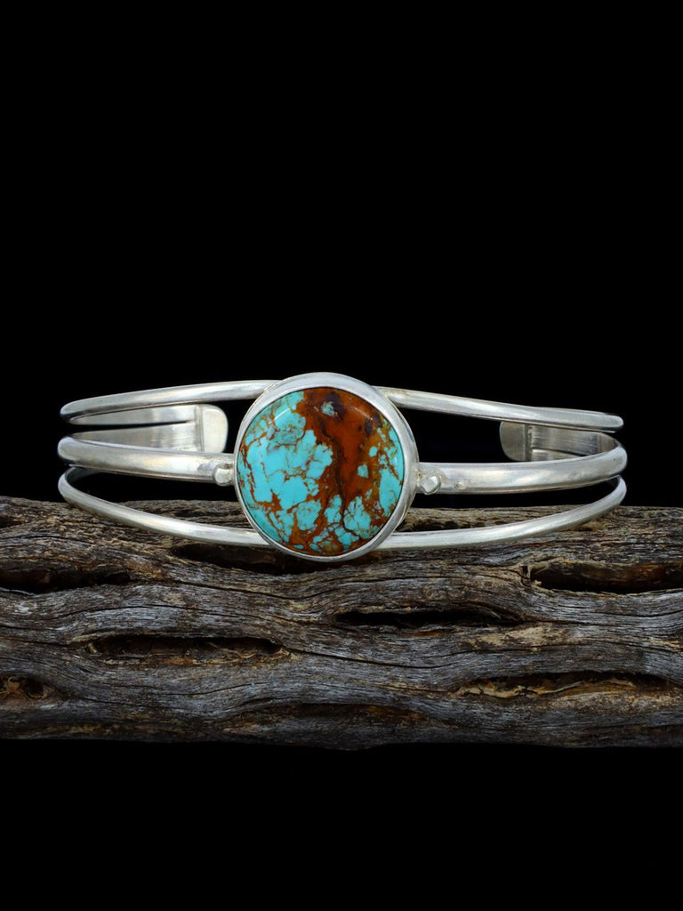 Native American Jewelry Sterling Silver Turquoise Cuff Bracelet - PuebloDirect.com
