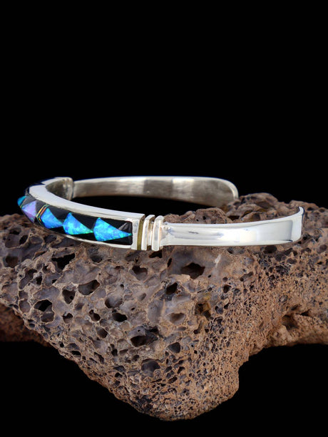 Native American Onyx and Opalite Inlay Bracelet - PuebloDirect.com