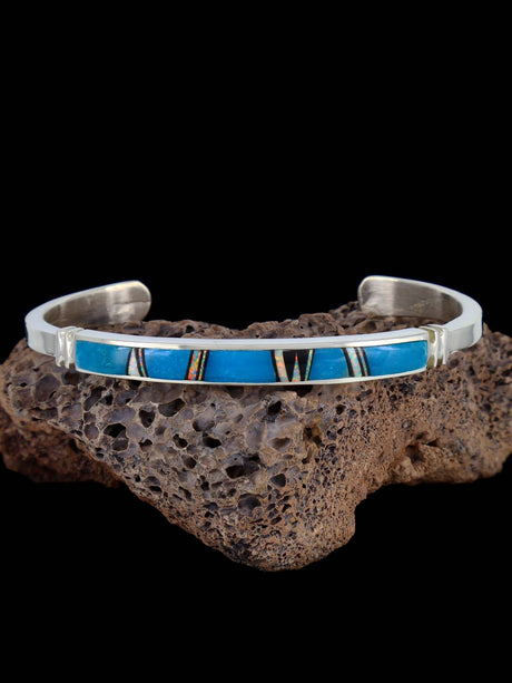 Native American Turquoise and Opalite Inlay Bracelet - PuebloDirect.com