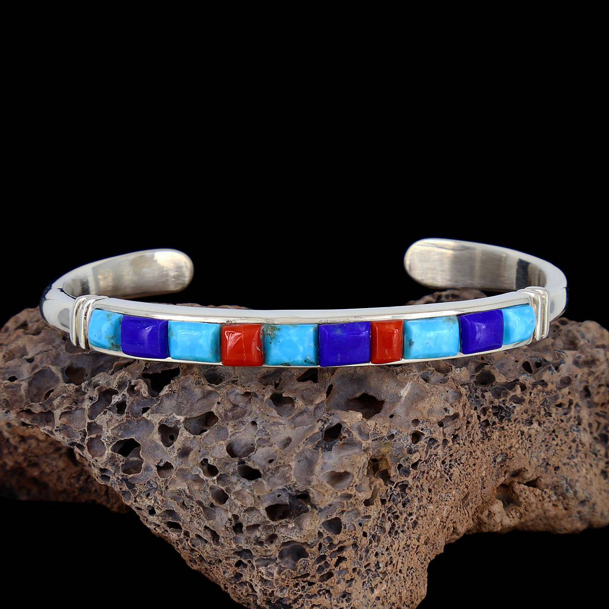 Native American Multi Stone Cobblestone Inlay Cuff Bracelet ...