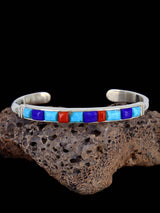 Native American Multi Stone Cobblestone Inlay Cuff Bracelet - PuebloDirect.com