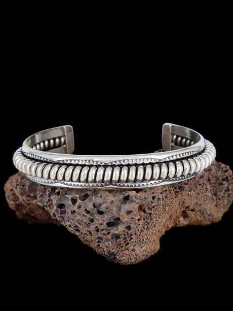 Navajo Sterling Silver Twisted Rope Cuff Bracelet - PuebloDirect.com