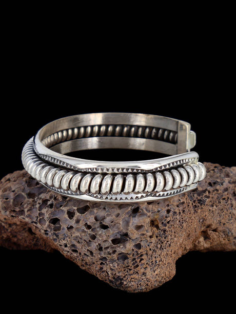 Navajo Sterling Silver Twisted Rope Cuff Bracelet - PuebloDirect.com