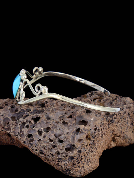 Navajo Turquoise Heart Sterling Silver Cuff Bracelet - PuebloDirect.com