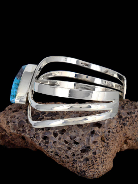 Native American Sterling Silver Turquoise Cuff Bracelet - PuebloDirect.com