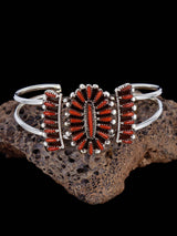 Native American Zuni Coral Needlepoint Bracelet - PuebloDirect.com