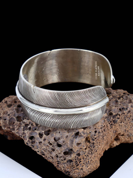 Native American Jewelry Sterling Silver Feather Bracelet - PuebloDirect.com